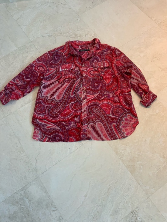 Lauren Ralph Lauren Tops - Vibrant Lauren Ralph Lauren Red Paisley Button-Front Blouse sz 3X